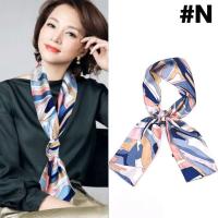 ราคา Rine Beauty ผ้าพันคอ สาวออฟฟิศ คุณภาพดี ดูหรู ดูแพง เนื้อผ้าบางเบา small scarf long satin chiffon printed silk scarf womens all match scarf tie (18676958203)