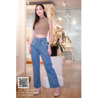 ราคา กางเกงยีนส์ขายาวแต่งมุกตรงกระเป๋าด้านหน้า O067 (14160149107)