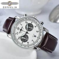 ราคา 2023 Hot Sale New Zeppelin Watch Fashion Three Eyes Running Second Multifunctional Chronograph Top Leather Business Quartz Watch (17275854563)