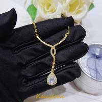 ราคา Kemstone Gold Plated Shiny Zircon Crystal Full Diamond Drop Pear Wing สร้อยคอจี้สำหรับผู้หญิงเครื่องประดับ Gift (16156195819)