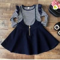 ราคา พร้อมส่งในไทย ชุดเอี๊ยม เสื้อผ้าเด็กผู้หญิง เซ็ตเสื้อแขนยาวลายทาง เข้าชุดกับเอี๊ยมยีนส์ ผ้านุ่ม สวยสมวัย GS001 (14320166918)