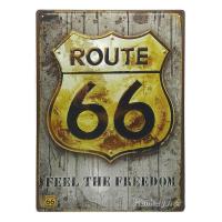 ราคา ป้ายสังกะสีวินเทจ Route 66 Feel The Freedom ปั๊มนูน ขนาด 30x40 ซม (645904679)