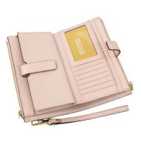 ราคา Michael Kors Double Zipper Full Version MK Scratch Resistant Leather Gold Letter Clutch Phone Long Clip BeigePink (16586781268)