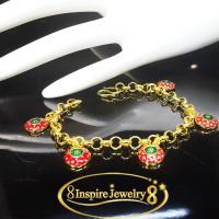 ราคา Inspire Jewelry สร้อยข้อมือทองลงยา ห้อยตุ้งติ้ง งานมือ ตัวเรือนหุ้มทองแท้ 100 24K สวยงาม ประณีต (1700626636)