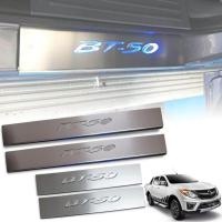 ราคา ชายบันได มีไฟ LED เรืองแสง สีฟ้า สคัพเพลท รุ่น มาสด้า MAZDA BT 50 BT50 PRO ปี 2012 2014 โครเมี่ยม (3682730464)