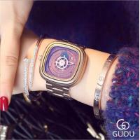 ราคา GUOU นาฬิกาสี่เหลี่ยมแฟชั่นของผู้หญิงนาฬิกาสเตนเลสสตีลแสดงบุคลิกภาพสีโรสโกลด์ (11053855575)