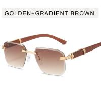 ราคา แว่นตากันแดดไร้กรอบขาไม้ลายไม้สำหรับผู้หญิงรูปร่างลูกศรแว่นตาสี่เหลี่ยมแบบไม่สม่ำเสมอ (18691384303)