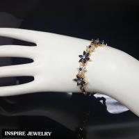 ราคา Inspire Jewelry สร้อยข้อมือไพลิน ประดับเพชรCZ รูปดอกไม้ และผีเสื้อ ตัวเรือนหุ้มทองแท้ 24K พร้อมกล่องทอง งาน Design งานจิวเวลลี่หรู ขนาด 18CM สามารถตัด size ได้ (528934370)