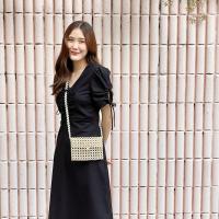 ราคา กระเป๋าลูกปัดมุกสลับลูกปัดทองสะพายข้าง (9553773675)