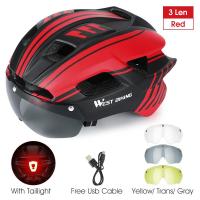 ราคา WEST การขี่มอเตอร์ไซค์หมวกกันน็อก Integrally Molded Breathable หมวกกันน็อคจักรยานกับไฟ LED แว่นตาหมวกกันน็อกไฟฟ้าหมวกกันน็อค MTB หมวกกันน็อคขี่จักรยานถนน (9766899889)
