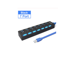 ราคา ช่องต่อ USB 3 0 แบบมี switch 7 ช่อง 7 Port High Speed USB 3 0 Hub สีดำ (128378362)