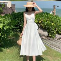 ราคา ชุดเดรสซาตินสีขาว ชุดเดรสแฟชั่นซาตินผ้าเรียบ ชัดเดรสโชว์หลัง สุดหรูหรา สุดเซ็กซี่ เนื้อผ้าดีสวย ใส่สบาย2022 (14619017424)