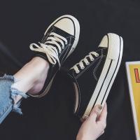 ราคา ส่งจากในไทย รองเท้าผ้าใบเปิดส้น เหยียบส้นสูง6cm ใส่สบายเข้ากับทุกชุด (15979612447)