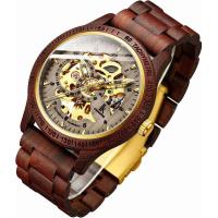 ราคา IK COLOURING Mens Watches Luxury Mechanical Wooden Case Skeleton Lumious Automatic Self Winding Lightweight Genuine Leather Bracelet Wood Band Wrist Watch brown (19447275781)