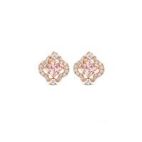 ราคา Swarovski Outlet Discount Pink Diamond Four Leaf Clover Earrings Womens Personalized Fashion Crystal Flower Earrings SSY (20636640045)
