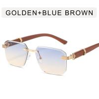 ราคา แว่นตากันแดดไร้กรอบขาไม้ลายไม้สำหรับผู้หญิงรูปร่างลูกศรแว่นตาสี่เหลี่ยมแบบไม่สม่ำเสมอ (18691384305)