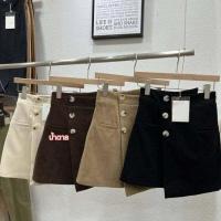 ราคา ChillChillday 618 กระโปรงลูกฟูก เอวสูงแต่งกระดุม ผู้หญิง สีน้ำตาล สีดำ สีครีม พร้อมส่ง (12405082621)