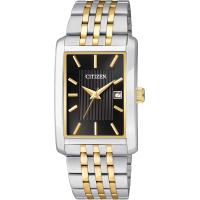 ราคา Citizen Quartz Mens Watch Stainless Steel Classic Two Tone Bracelet Black Dial (16939724544)