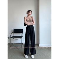 ราคา กางเกงขากระบอกเอวสูงตีเกล็ดหน้าแต่งหูเก็บทรงสวยมีไซส์S XL (19467654710)