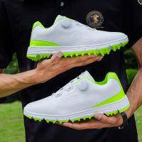 ราคา หนังแท้สำหรับผู้ชาย Golf รองเท้าผ้าใบไม่มีเชือก Pro PGA รองเท้ากอล์ฟผู้ชายสบายกว้างรองเท้ากอล์ฟ Golf Club รองเท้าออกกำลังกาย (7412843691)