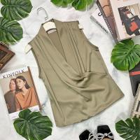 ราคา FEMME ISSUE สินค้าขายดี เสื้อแขนกุดคอไขว้หน้าซาติน เสื้อทำงาน เสื้อออกงาน เสื้อแขนกุด เสื้อซาติน (17640819934)