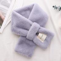ราคา ผ้าพันคอขนกระต่ายเทียมเนื้อนุ่มสำหรับผู้หญิงผ้าพันคอผ้าพันคอสีทึบคอปกเสื้อหนาอุ่นฤดูหนาวกันลม (20768552817)