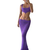 ราคา ชุดสองชิ้นของผู้หญิงเสื้อตัวสั้นเปิดหลังชายเสื้อแบบไม่สม่ำเสมอ กระโปรงยาวเอวต่ำสำหรับคอเสื้อคอ (20039136869)