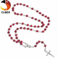ราคา CLIBER 1ชิ้นสร้อยคอแกะสลักลายพระเยซูกางเขนธรรมชาติลูกปัดสีแดงหอมขนาด6มม ลูกปัดไม้กุหลาบพระสูตรอธิษฐาน (20033497704)