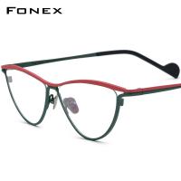 ราคา FONEX ไทเทเนียมบริสุทธิ์แว่นตากรอบผู้ชาย2022ใหม่วินเทจแมวตาแว่นตาสายตาสั้น O Ptical แว่นตา F85748 (16592699902)