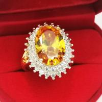 ราคา Inspire Jewelry แหวนบุษราคัมสีเหลือง แหวนโกเมนสีส้ม ประดับเพชรCZ หรู ตัวเรือนหุ้มทองแท้ 24K งาน Design งานจิวเวลรี่ รุ่นสามารถปรับขนาดได้ (18981827911)