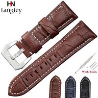 ราคา คุณภาพสูงCrazy Horseของแท้สายนาฬิกาหนังเงินสีดำหัวเข็มขัดSlubรูปแบบกันน้ำ20มม 22มม 24มม 26มม นาฬิกาอุปกรณ์เสริมสร้อยข้อมือ (5417258104)