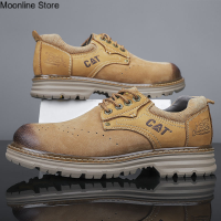 ราคา Moonline Store Caterpillar รองเท้าหนังวัวแท้สำหรับผู้ชายรองเท้าหนังหัวนิ่มระบายอากาศสำหรับทำงาน Caterpillar (18135440871)