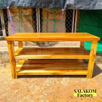 ราคา SLK ชั้นวางทีวีไม้สักแท้ ชั้นวางของ ชั้นไม้สักยาว ขนาด 100 40 สูง50 ซม สีเคลือบเงา (19851930766)