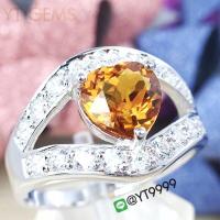 ราคา แหวนซิทริน แหวนเงินแท้ ชุบทองคำขาว พลอยซิทรินแท้ สีส้ม YTG 8225 (17398636765)