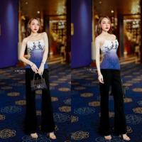 ราคา เซตชุดออกงาน 2 ชิ้น เสื้อเกาะอกไล่สี กางเกงขายาว BT Studio (15956349203)