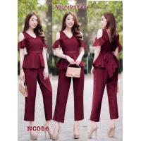 ราคา ชุดเซ็ตเสื้อกางเกงขายาวออกงาน ทำงาน รุ่น NC056 (1543874184)