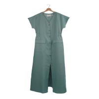 ราคา INCO WOMEN เดรสแขนสั้น เดรสลินินคอวี ผ่าสาบหน้า ผ้าลินินแท้ 100 (18879773665)