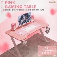 ราคา 2More Store สีชมพู โต๊ะเล่นเกม สีชมพู โต๊ะคอมพิวเตอร์ โต๊ะ RGB มีรูปทรงขาZ โต๊ะเกม มีไฟ RGB มีไฟ LEDสวย ไม่แสบตา หน้าโต๊ะหุ้มคาร์บอ (19985874471)