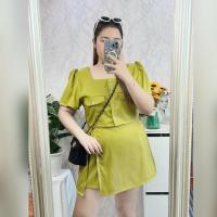 ราคา เซ็ทเสื้อคอเหลี่ยม กางเกง กระโปรงป้ายรอบ ผ้าซาร่า (20886467626)