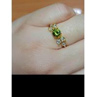ราคา แหวนเงินแท้ 925 ชุบทอง พลอยเพอริดอท peridot น้ำหนัก 1 18 กะรัต สวยไฟดีค่ะ (7806641261)