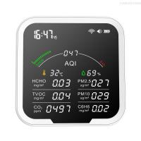 ราคา มีเตอร์วัดคุณภาพอากาศแบบพกพา Hcho tvoc CO2 PM2 5 PM10 AQI อุณหภูมิ C6H6และเครื่องวัดความชื้นหน้าจอขนาดใหญ่4 8นิ้วเครื่องตรวจจับคาร์บอนไดออกไซด์เม็ดที่มีฟังก์ชั่นแสดงเวลาและนาฬิกาปลุก (21233095831)