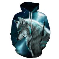 ราคา เสื้อผ้าผู้ชายฤดูใบไม้ร่วง3D เสื้อฮู้ดพิมพ์ลายหัวหมาป่าเสื้อฮิปฮอปแขนยาวมีฮู้ด (10502273145)