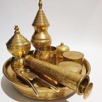ราคา ชุดใหญ่ เชี่ยนหมากทองเหลืองตอกลาย ถาดสองชั้น 10 นิ้วครึ่ง หล่อหนา ขากระดุม (17107574506)