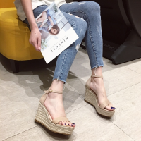 ราคา หญิงรองเท้าแตะรองเท้าส้นสูง2022ฤดูร้อนขนาดใหญ่อุดตันลิ่มสีดำรองเท้าสำหรับผู้หญิงสาวส้นสูงแพลตฟอร์มขนาดใหญ่สีเบจแฟชั่น (14565158818)