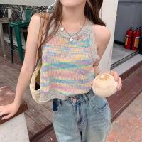 ราคา เสื้อปาดไหล่สายรุ้ง 0745 เสื้อถักแขนกุด เสื้อกั๊กแขนกุด ลายรุ้ง เสื้อสายรุ้งไหมพรมเเขนกุดเสื้อไหมพรม (19936285482)