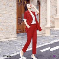ราคา TW9320 Set 3 ชิ้น เสื้อสูท สายเดี่ยวลายจุด กางเกงขายาว (17250047499)
