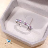 ราคา Madduckjewels แหวนเงินแท้ พลอยแท้ Sky Blue Topaz และ Pink Sapphire ชุบโรเดียม RG2103 Sky Pink (11831707614)