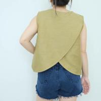 ราคา เสื้อลินินแท้ 100 คอกลมเสื้อป้ายหลังแขนกุด ใส่สบายไม่คับ ด้านหน้าติดกระดุมเปลือกหอยอย่างดี (20521932198)