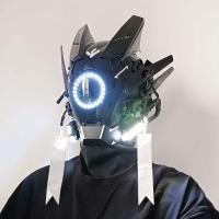 ราคา Cyberpunk mask Predator helmet cosplay mechanical tactical mask illuminated full face gas mask JYUE (20496257314)