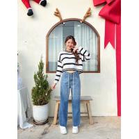 ราคา กางเกงยีนส์เอวสูง ditto jeans ผูกเชือกด้านหน้า พร้อมส่ง (21090910430)